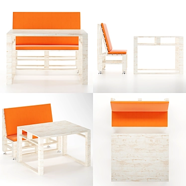 Pallet-made Table & Bench: Stylish & Affordable 3D model image 1 