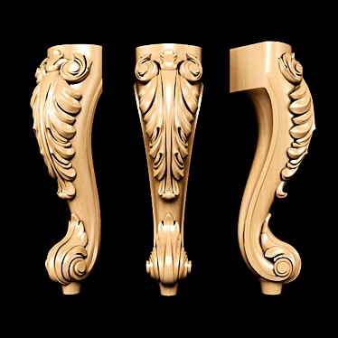 Elegant Classic Carved Table Leg 3D model image 1 