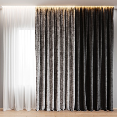 Dual-color Curtain Set 3D model image 1 