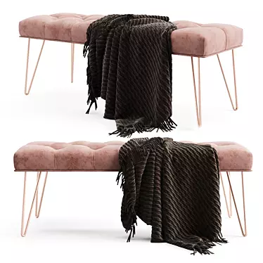 Elegant Logan Upholstered Bench 3D model image 1 