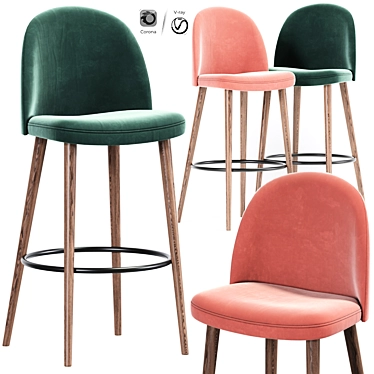 Elegant Lily Bar Stool 3D model image 1 