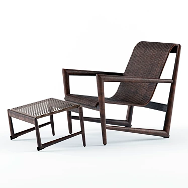 Wind Lounge Set: Chair & Ottoman 3D model image 1 