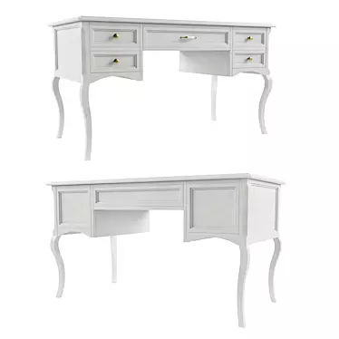 Timeless White Wood Desk 3D model image 1 