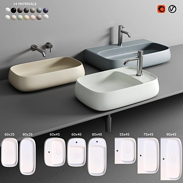 Alice Ceramica NUR Washbasin - Sleek Italian Design 3D model image 1 