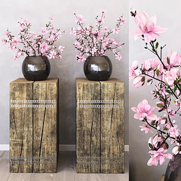 Magnolia Branch Decor Set 3D model image 1 