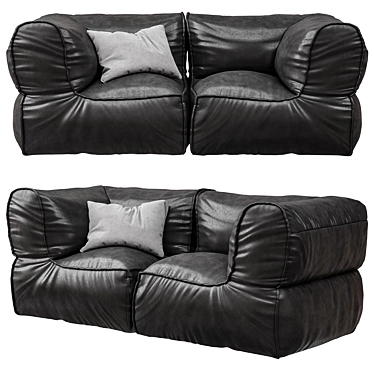 Prescott Leather Loveseat Set 01: Stylish and Compact 3D model image 1 