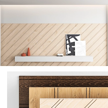 Decorative Wood Wall Panel Set 3D model image 1 