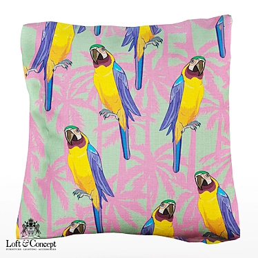 Vibrant Parrots Throw Pillow 3D model image 1 