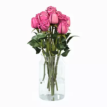 Elegant Rose Flower Vase 3D model image 1 