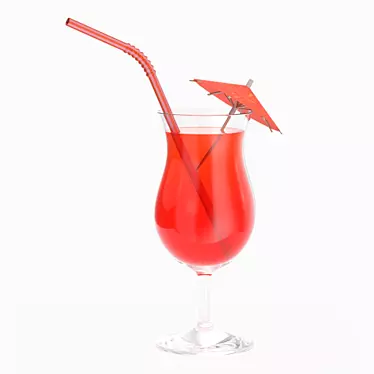 Tropical Tulip Glass with Straw & Umbrella 3D model image 1 