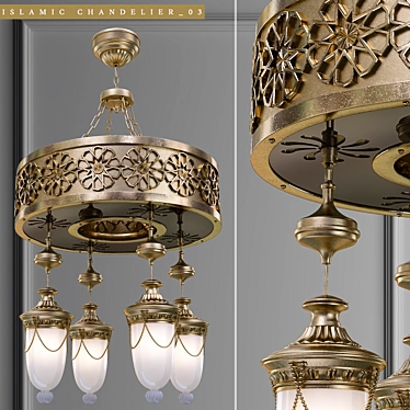 Elegant Islamic Chandelier: Illuminate Your Space 3D model image 1 