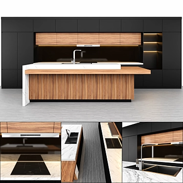 Sleek Modern Kitchen Design 3D model image 1 