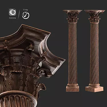  3Dmax Roman Column Sculpture 3D model image 1 