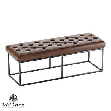 Vintage Leather Bench - 140x47x48 cm 3D model image 1 