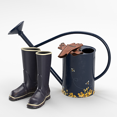 Garden Essentials: Watering Can & Boots 3D model image 1 