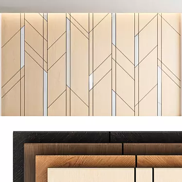 Title: Elegant Woodgrain Decorative Wall Panel Set 3D model image 1 