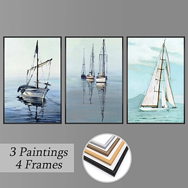 Title: Artful Trio - Set of Wall Paintings 3D model image 1 