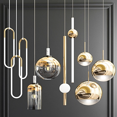 Sleek Metal Pendant Lights 3D model image 1 