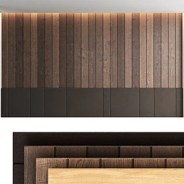 Seamless Wood Textured Decorative Wall Panel Set 3D model image 1 