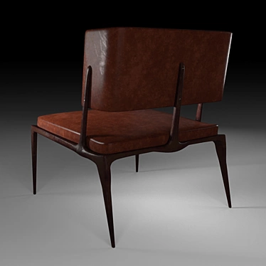 Sleek Wood & Leather Chair 3D model image 1 