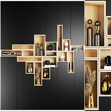 Title: Stylish Black Shelf - Set1226 3D model image 1 