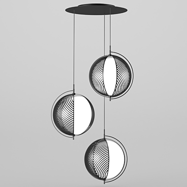 Elegant Black Pendant Lamp - PLUTO 3D model image 1 