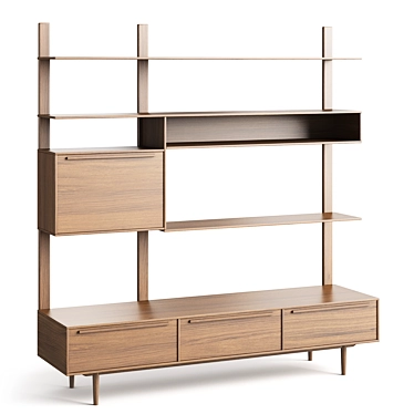 Oak Shelving Cupboard - 42.5x150x160 cm 3D model image 1 