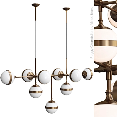 Elegant Brass Peggy Chandelier: Stunning Illumination in 9 Lamps 3D model image 1 