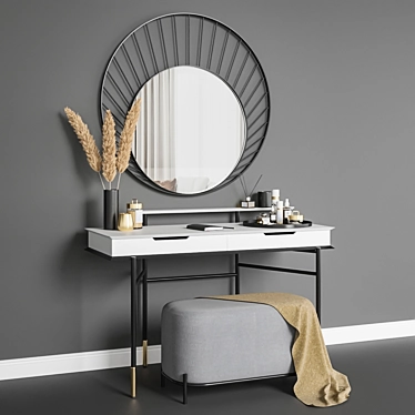 Elegant Vanity Set with Mirror 3D model image 1 