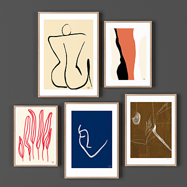 5-Piece Assorted Frames Collection 3D model image 1 