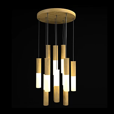 Contemporary Wood Pendant Chandelier 3D model image 1 