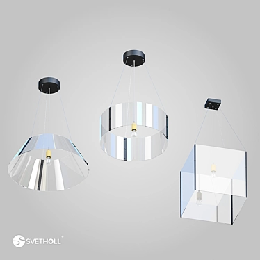 Title: Bent Acrylic Pendant Light | Customizable Sizes & Colors 3D model image 1 