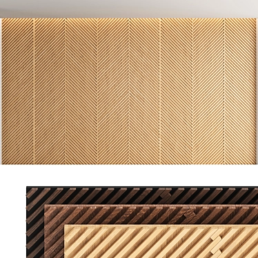 Decorative Wood Wall Panel Set 3D model image 1 