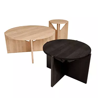 Scandi Oak Stool & Table 3D model image 1 