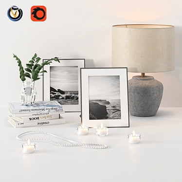 Elegant Decor Set: Frame and Lamp 3D model image 1 