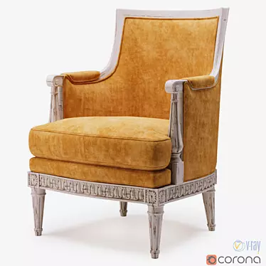 Regal Louis XVI Carved Chair 3D model image 1 