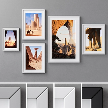 Stylish Memories: 105-Piece Photo Frames 3D model image 1 