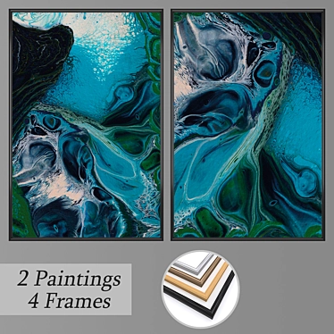 Versatile Set of 2 Wall Paintings with 4 Frame Options 3D model image 1 