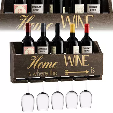 Elegance in Wine: 5-Bottle Wall Rack 3D model image 1 