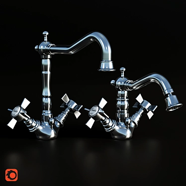 Elegant Chrome Faucets Set 3D model image 1 