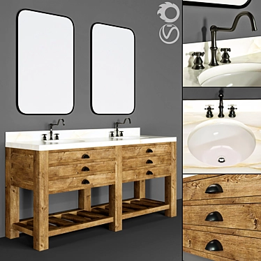 Modern White Bathroom Vanity 3D model image 1 