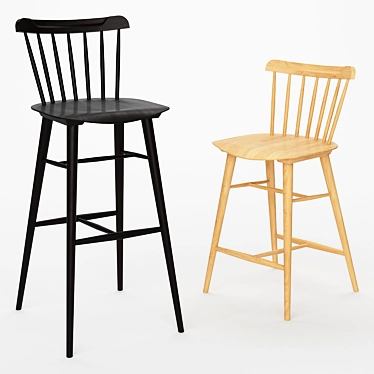 Elegant TON IRONICA Barstool 3D model image 1 