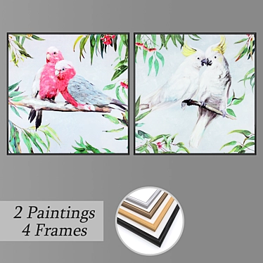 Artistic Wall Decor Set with Frame Options 3D model image 1 