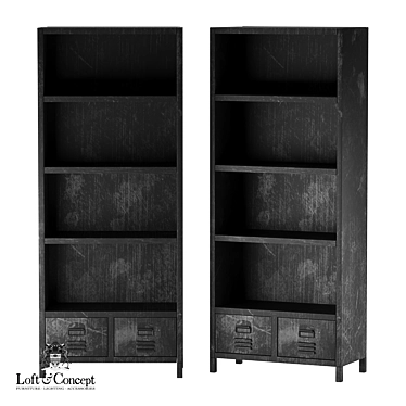 Vintage Locker Bookcase - Loft Concept 3D model image 1 