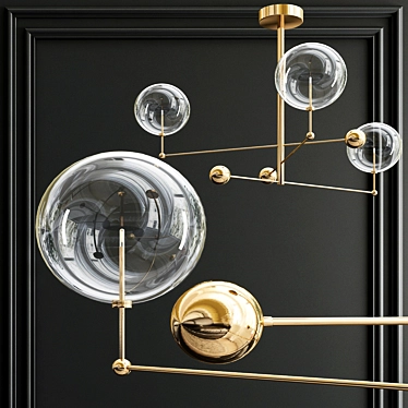 Sleek Brass Pendant with Globe Design 3D model image 1 