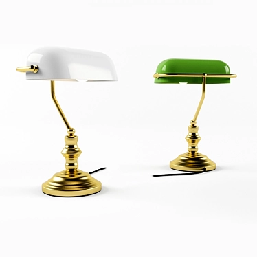 Vintage Brass Library Lamp 3D model image 1 