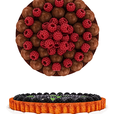 Delicious Fruit Berry Cake Collection 3D model image 1 