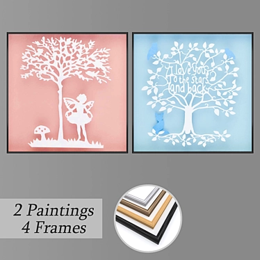 Modern Wall Paintings Set 3D model image 1 