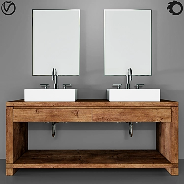 Modern 4-Piece Bathroom Furniture Set 3D model image 1 