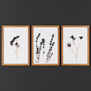 Wooden Frame Collection: Set of 3 Pictures 3D model image 1 
